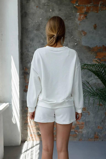 Костюм спортивний жіночий худі з шортами Молочний XS-S Харків - фото 3