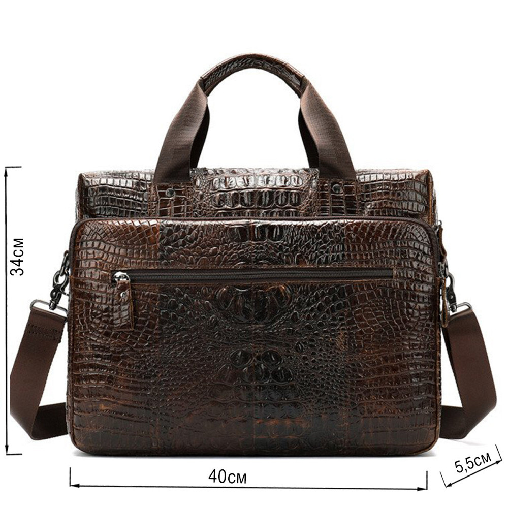 Сумка для ноутбука з тисненням під рептилію Vintage 14719 Коричнева Київ - фото 6