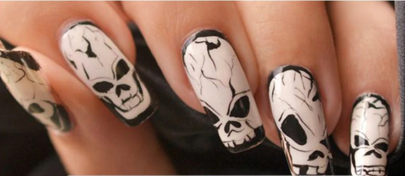 Наклейки на нігті з черепами 5 на 6 см чорний Київ - фото 2