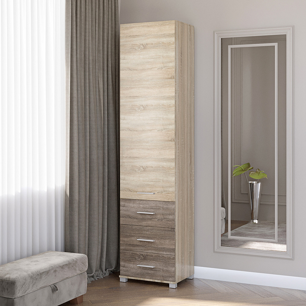 Шафа-пенал закрита з ящиками Еверест Бриз-17 сонома + трюфель (DTM-2274) Дніпро - фото 1