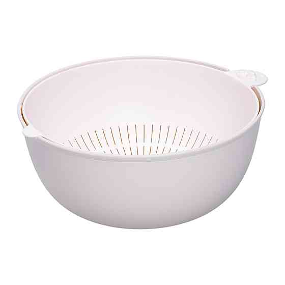 Миска-друшляк 2 в 1 для миття овочів, фруктів та зелені 29.5×21×11 (см) друшляк пластиковий 4 (л) Сірий HP-45-7BE Коломыя