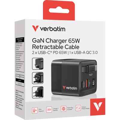 Зарядное устройство Verbatim GaN 65 W 2 ports (USB-C/1xUSB-A) (32217) Винница