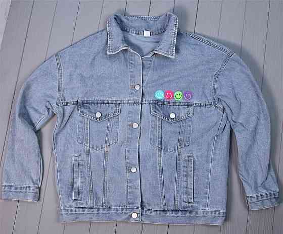 Джинсовая куртка женская оверсайз смайлики р 42-46 Харьков