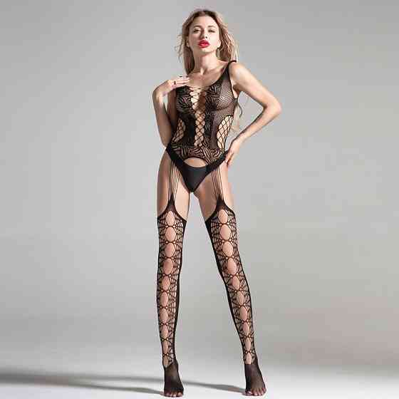 Еротичний бодістокінг жіночий мереживний з сітки, нижня білизна, універсальний розмір зріст: 145–185 см, One Size чорний, 70210 Кам'янець-Подільський