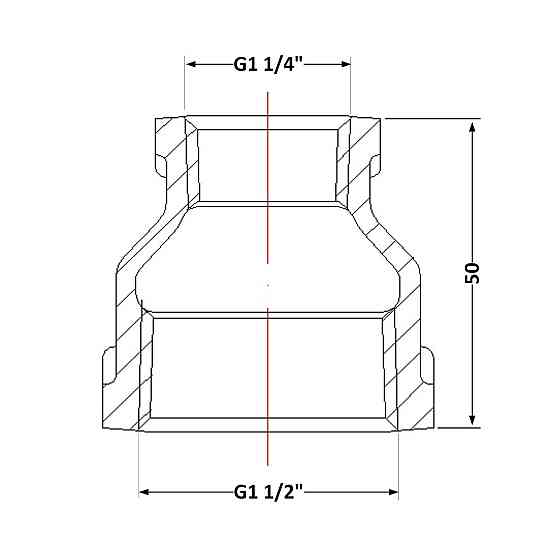Муфта чавунна 1" 1/2х1" 1/4 ВР Київ