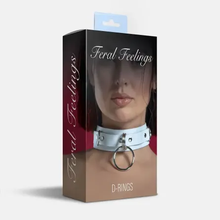 Нашийник для фіксації з натуральної шкіри Feral Feelings - D-Rings White Львів