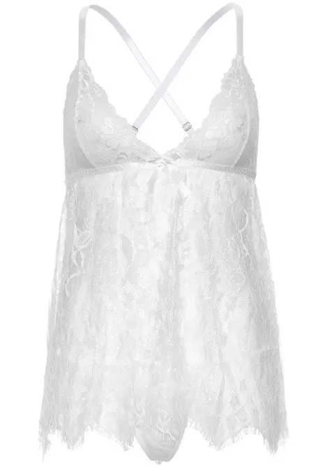 Пеньюар Leg Avenue Floral lace babydoll & string White S Львов - изображение 3