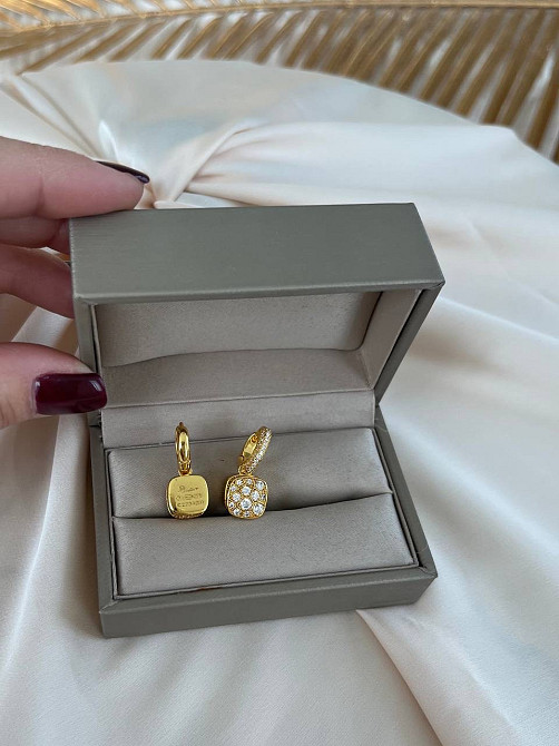 Сережки Помелато в дрібних цирконах позолота 18 К Одеса - фото 6