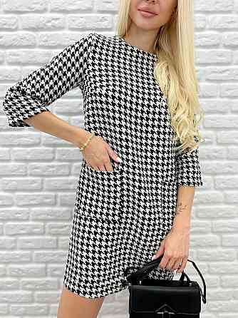 Сукня з принтом в гусячу лапку "Rosemary" оптом | Норма і батал | Розпродаж моделі Київ