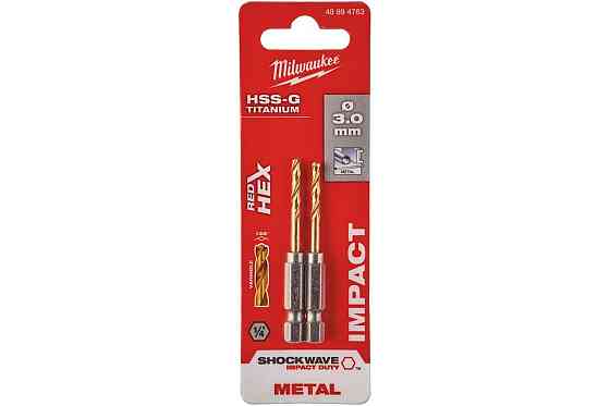 Сверло по металлу RedHEX HSS-G TiN (2 шт; 3х23х65 мм) Milwaukee 48894763 Коломия