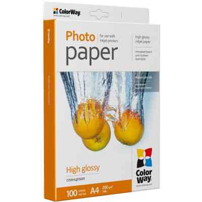 Фотобумага ColorWay A4 200г glossy 100л картон-пак (PG200100A4) Винница