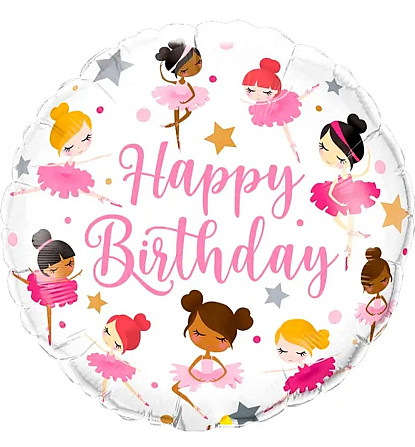 Фольгована куля happy birthday балерині 18" 45 см Київ - фото 1