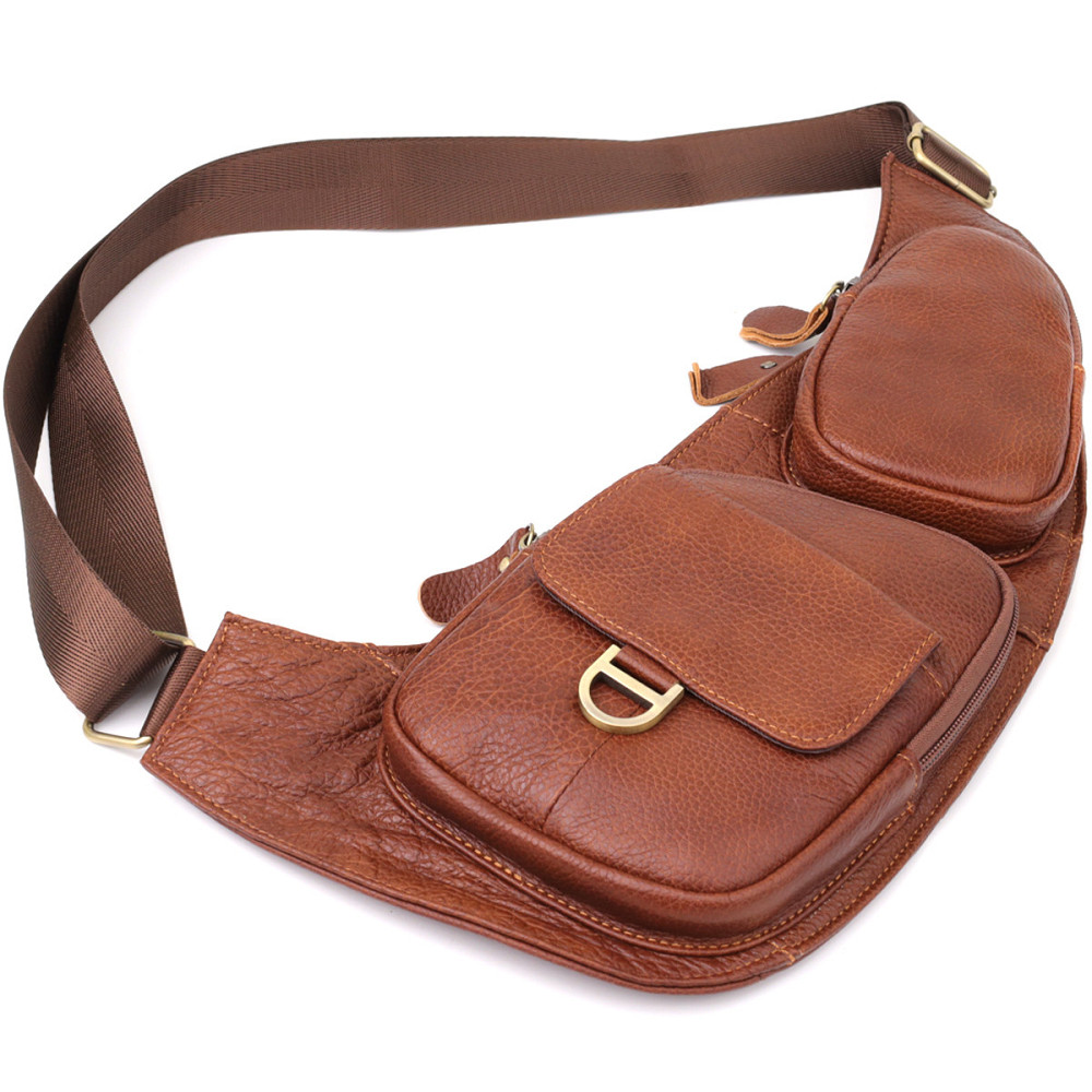 Чоловіча сумка через плече із зернистої натуральної шкіри Vintage 22966 Коричневий Київ - фото 6