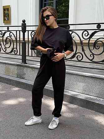 Спортивный костюм женский футболка и штаны джогеры Черный XS-S Харьков