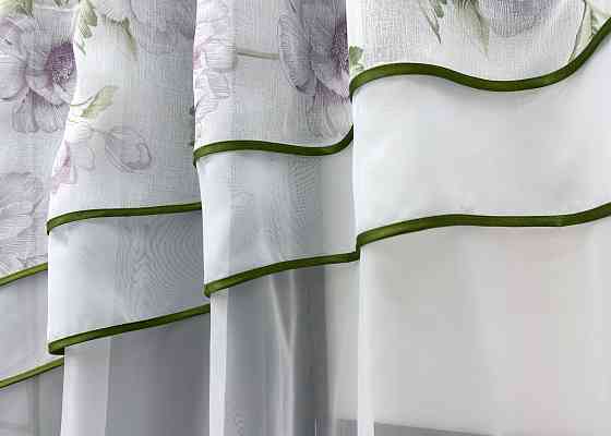 Кухонная гардина VR-Textil № 036к арка белый с сиреневым и салатовым 280х170 см (52-1172) Киев