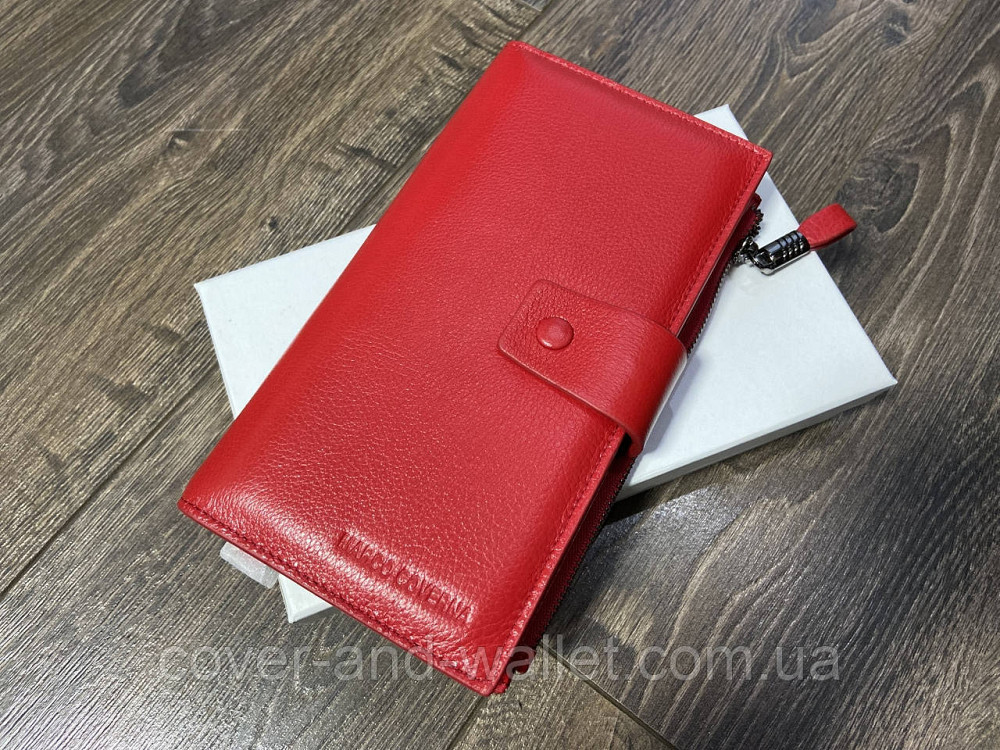 Елітний жіночий гаманець клатч з натуральної шкіри червоного кольору Marco Coverna 1426 Київ - фото 1