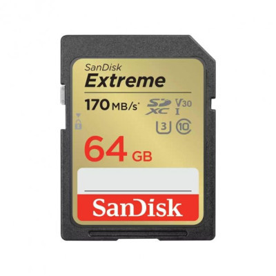 Карта памяти SanDisk 64GB SD class 10 UHS-I U3 V30 Extreme (SDSDXV2-064G-GNCIN) Винница - изображение 1