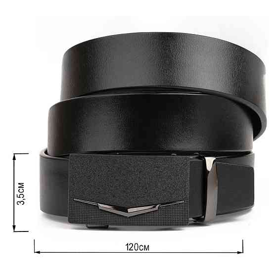 Ремень мужской c матовой зернистой вставкой на пряжке Vintage 20333 Черный Киев