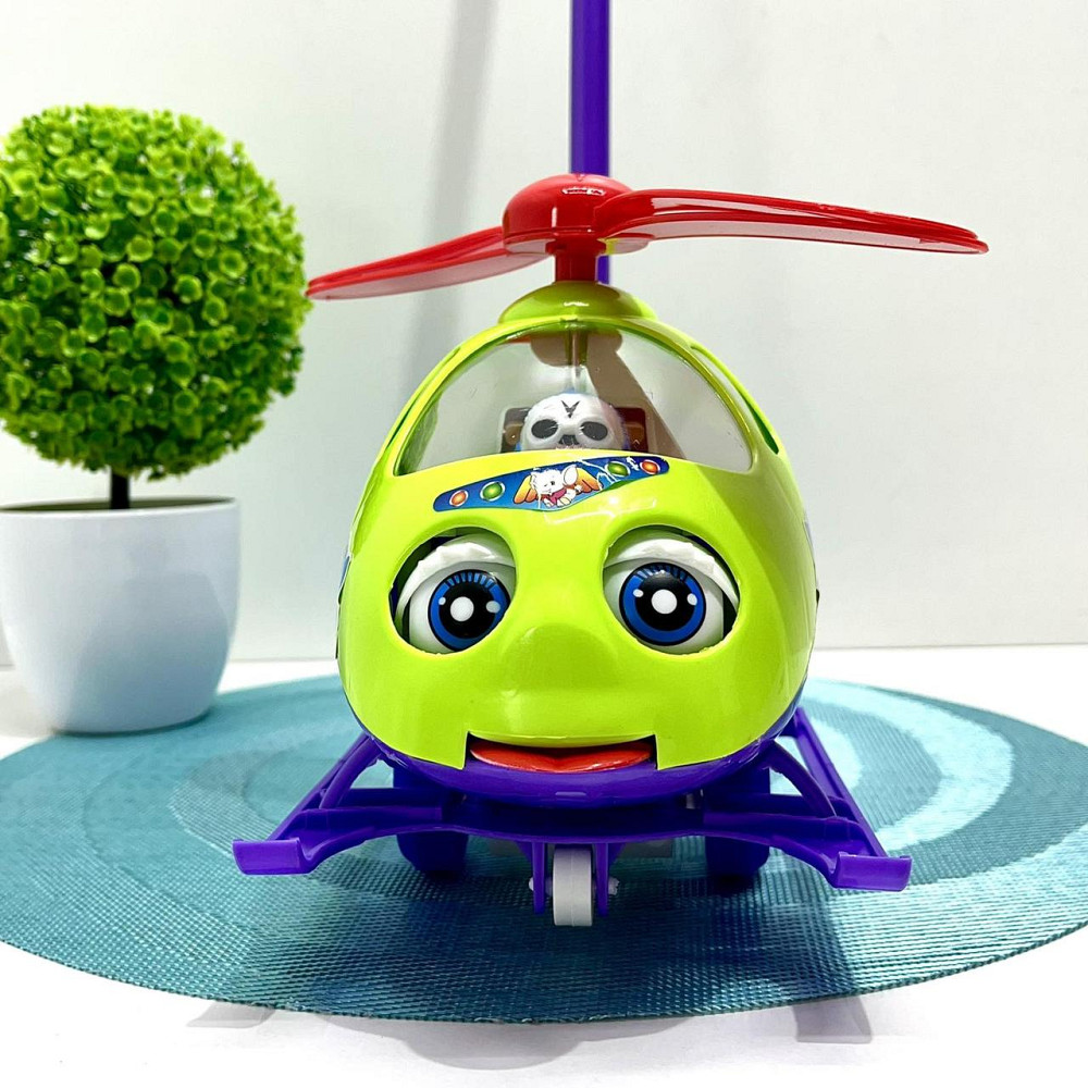 Каталка на палиці Вертоліт 50см Салатово-фіолетовий (0302) Чернигов - изображение 2