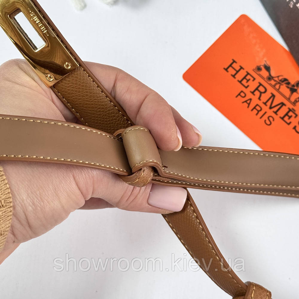 Женский кожаный ремень Hermes Гермес (280-1) коричневый Киев - изображение 9