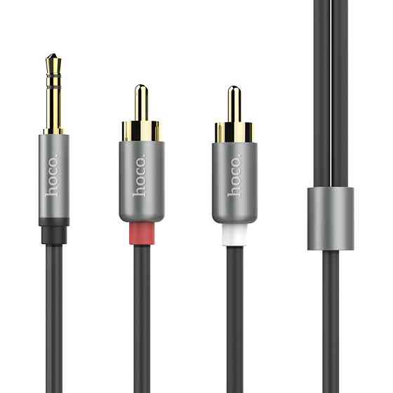 Аудіокабель HOCO UPA10 3.5mm male to double lotus RCA, TPE, 1.5m, Metal Gray Одеса