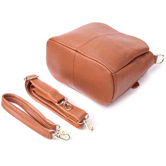 Замечательная женская сумка с твердым дном из натуральной кожи Vintage sale_15108 Рыжий Киев