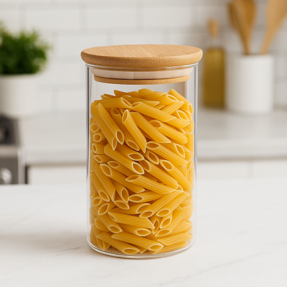 Банка стеклянная с бамбуковой крышкой 650 мл 8.5*12см 1500 Киев