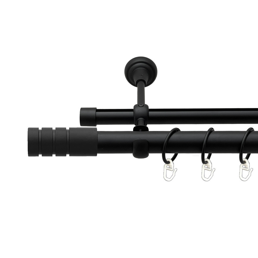 Карниз Orvit Модуло металевий дворядний опозитний гладка \ профільна труба кільце металеве Чорний Оксамит 25\19 мм 160 см Львів - фото 1