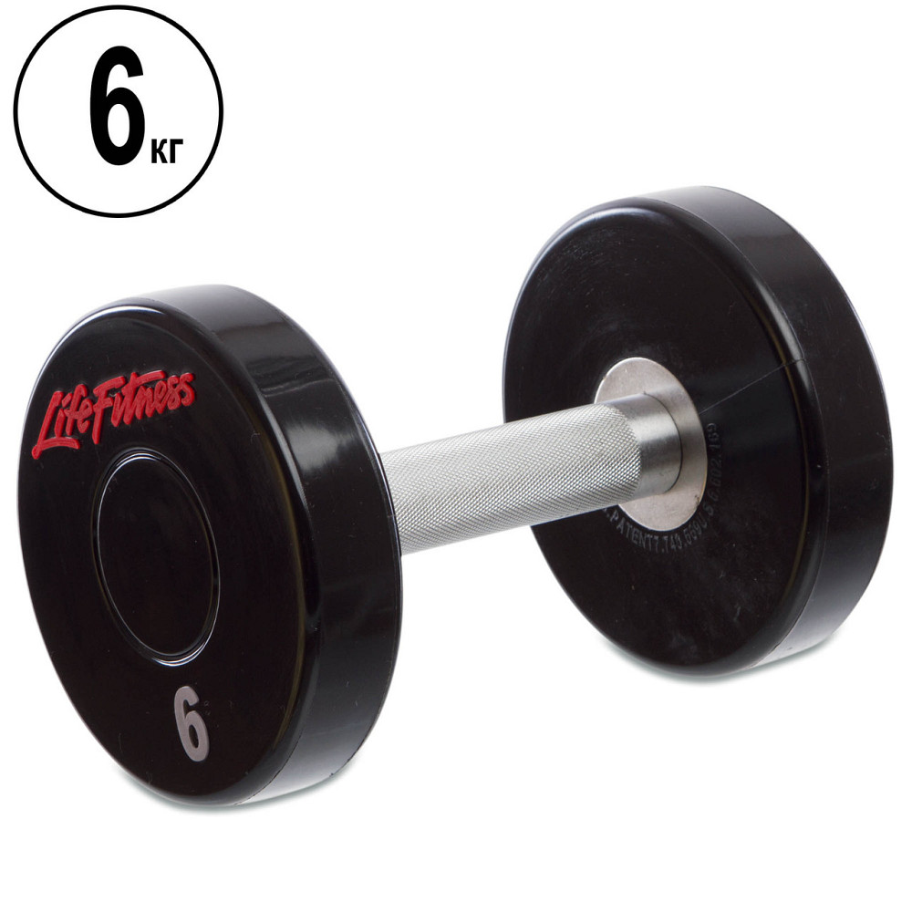 Гантель 6 кг цільна професійна LIFE FITNESS-80081-6 Київ - фото 1