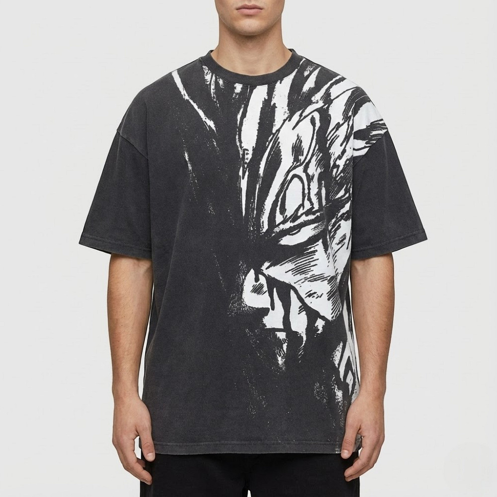 Футболка чоловіча з принтом аніме Людина-один удар Гароу Херо Хунтер оверсайз (S/M/L) Черний Дніпро - фото 6