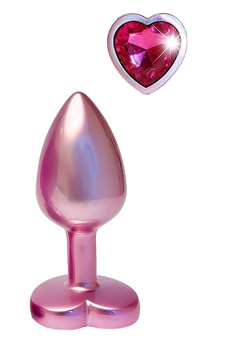 Анальна пробка рожева Dream Toys Gleaming Love з декоративним каменем у вигляді серця, S Sex Aura Київ - фото 1