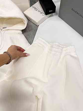 Жіночий костюм утеплений: худі та штани турецькі тринитка на флісі Молочний, 42/44 Одеса