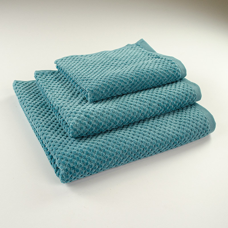 Комплект махрових рушників однотонний 3шт 40x70см, 50x90см, 70x140см Damask Преміум якості Жакардове з велюром (Смарагдовий) Суми - фото 1