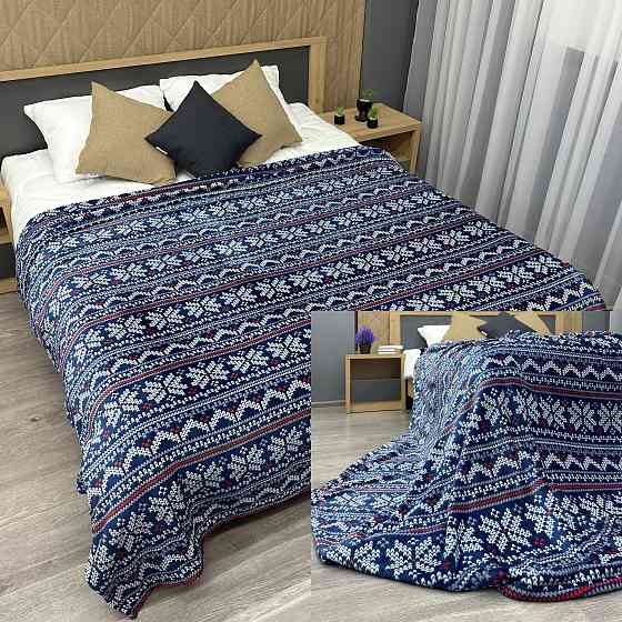 Плед-покривало Decorator WellSoft 150х210 см з різдвяним принтом Синій (87-289) Київ
