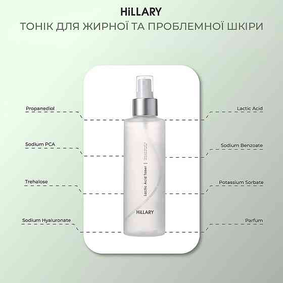 Тоник для жирной и проблемной кожи Hillary Lactic Aсid Toner, 200 мл Киев