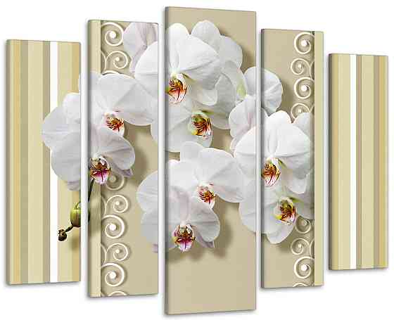 Модульна картина у вітальню / спальню Абстракція Квіти Орхідеї Art-405_5 ( 80х118см ) Київ