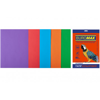 Бумага Buromax А4, 80g, INTENSIVE, 5colors, 50sh (BM.2721350-99) Винница - изображение 1