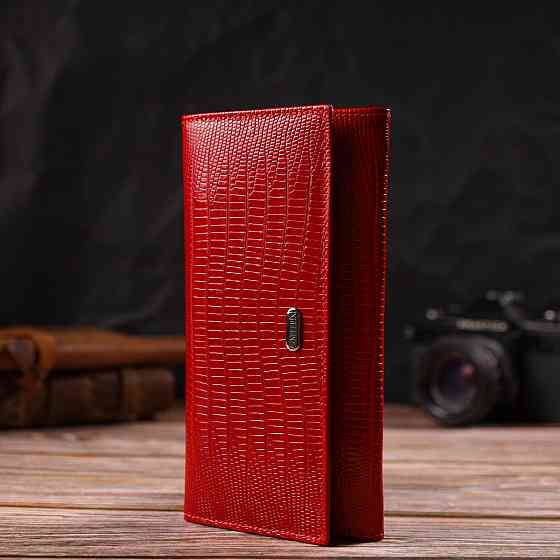 Яскравий гаманець для жінок із натуральної фактурної шкіри CANPELLINI 21823 Червоний Київ