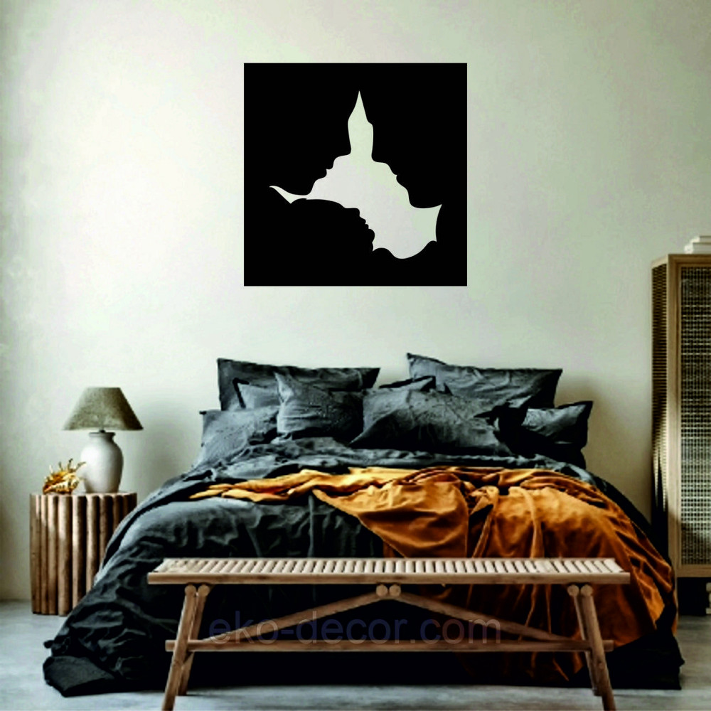 Декоративне настінне 3D Панно «Силует пари», Декор на стіну з об'ємом 70*70 см, Чорний Київ - фото 7