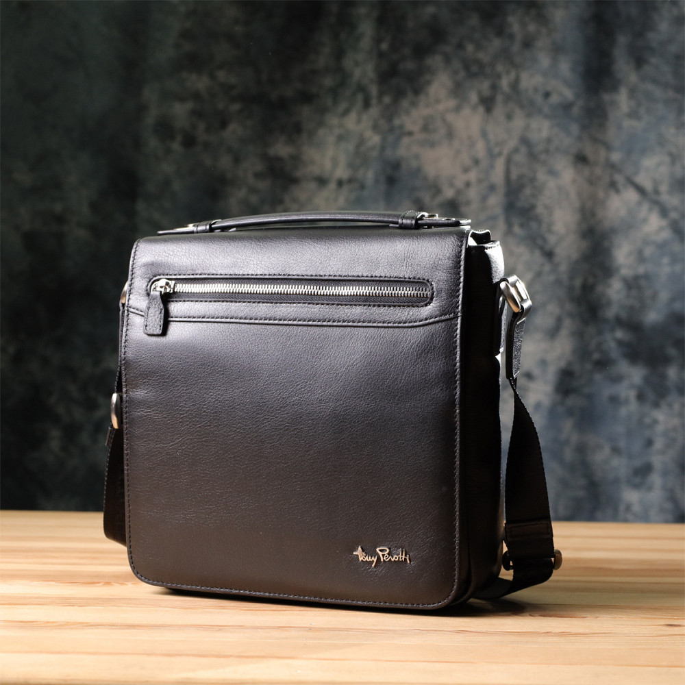 Мужская сумка через плечо из мягкой натуральной кожи Tony Perotti 20845_1 (9207-24 nero) Черный Киев - изображение 10