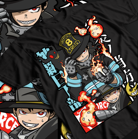 Футболка з аніме принтом Фіре Форке Бенімару Схінмон оверсайз (S/M/L) Чорний AnimeJ0688 Дніпро