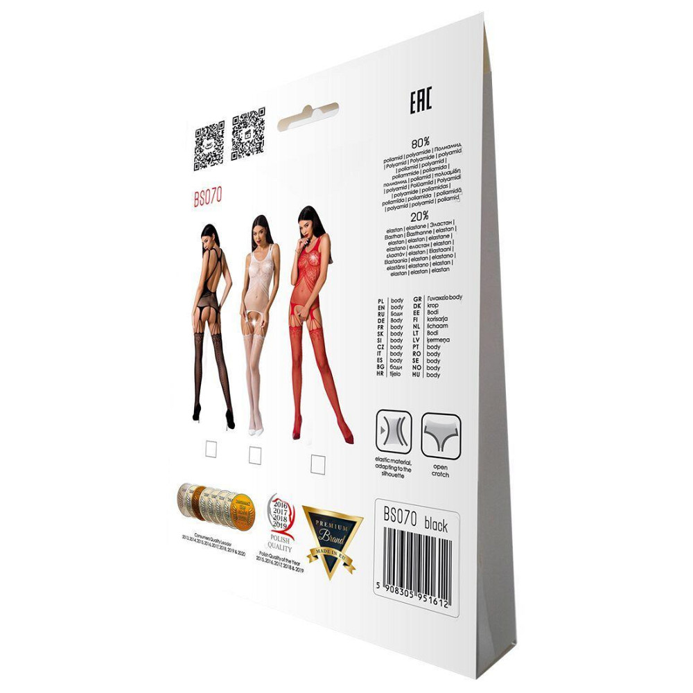 Бодістокінг Passion BS070 red, комбінезон, імітація панчох і ажурного топа Sex Aura Київ - фото 6
