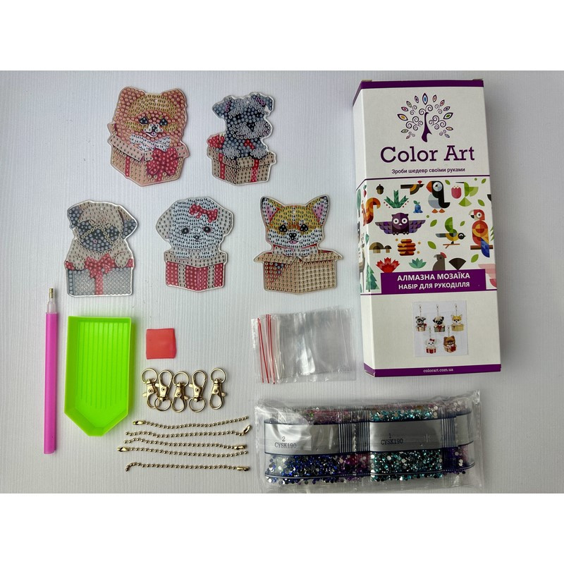 Набір брелків для алмазної мозаїки "Собачки" BR33, 5 штук Вінниця - фото 5