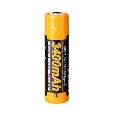 Аккумулятор 18650 Fenix 3400mAh 3.6V Li-ion с Type-C зарядкой (Черно-желтый) Винница