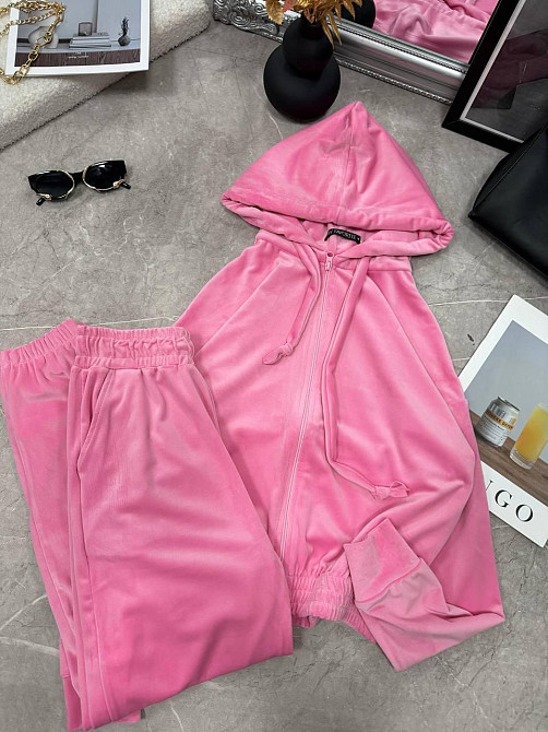 Женский повседневный велюровый костюм двойка: кофта и штаны Розовый, 42/44 Одесса - изображение 7