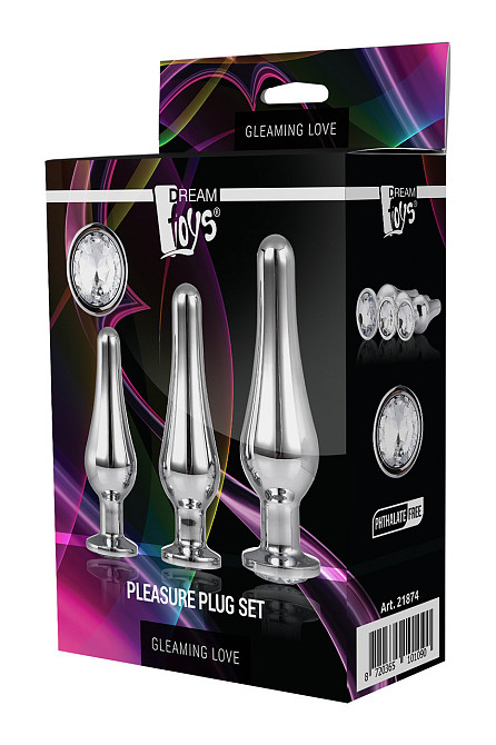 Набор анальных пробок конической формы Dream Toys GLEAMING LOVE PLEASURE SET SILVER Sex Aura Киев - изображение 3