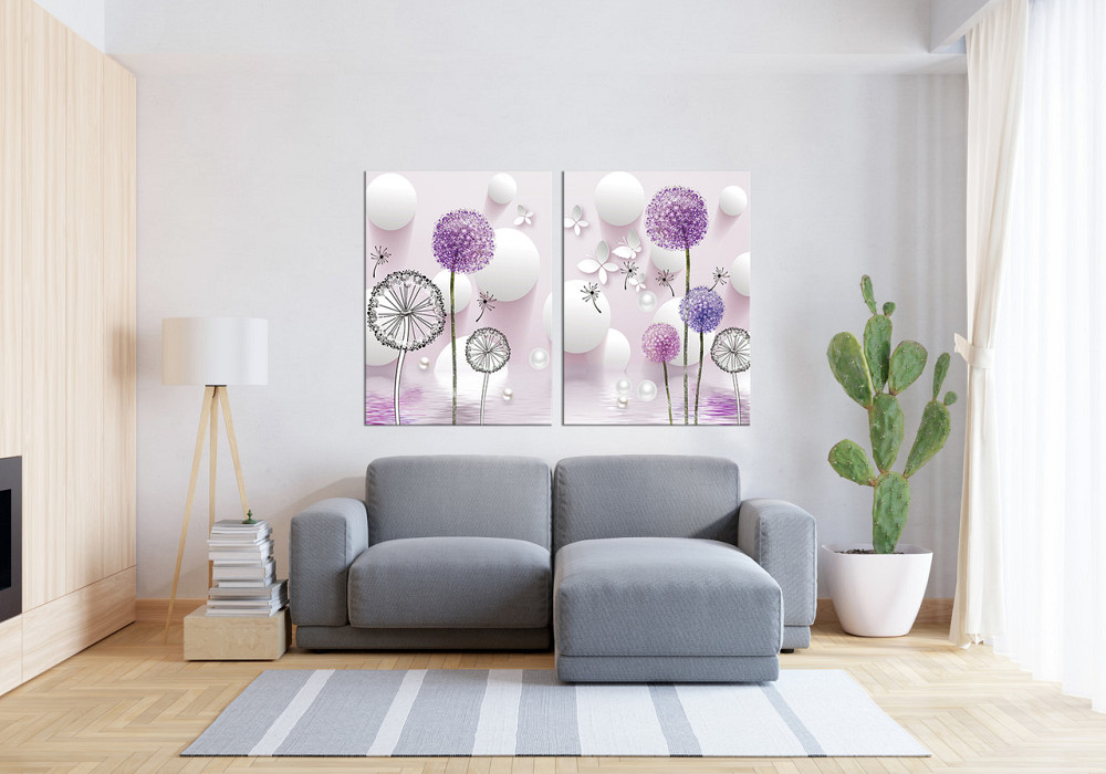 Модульная картина в гостиную / спальню  Білі кульки з Куль-бабами  TLV-2_087 90x132 см Київ - фото 3