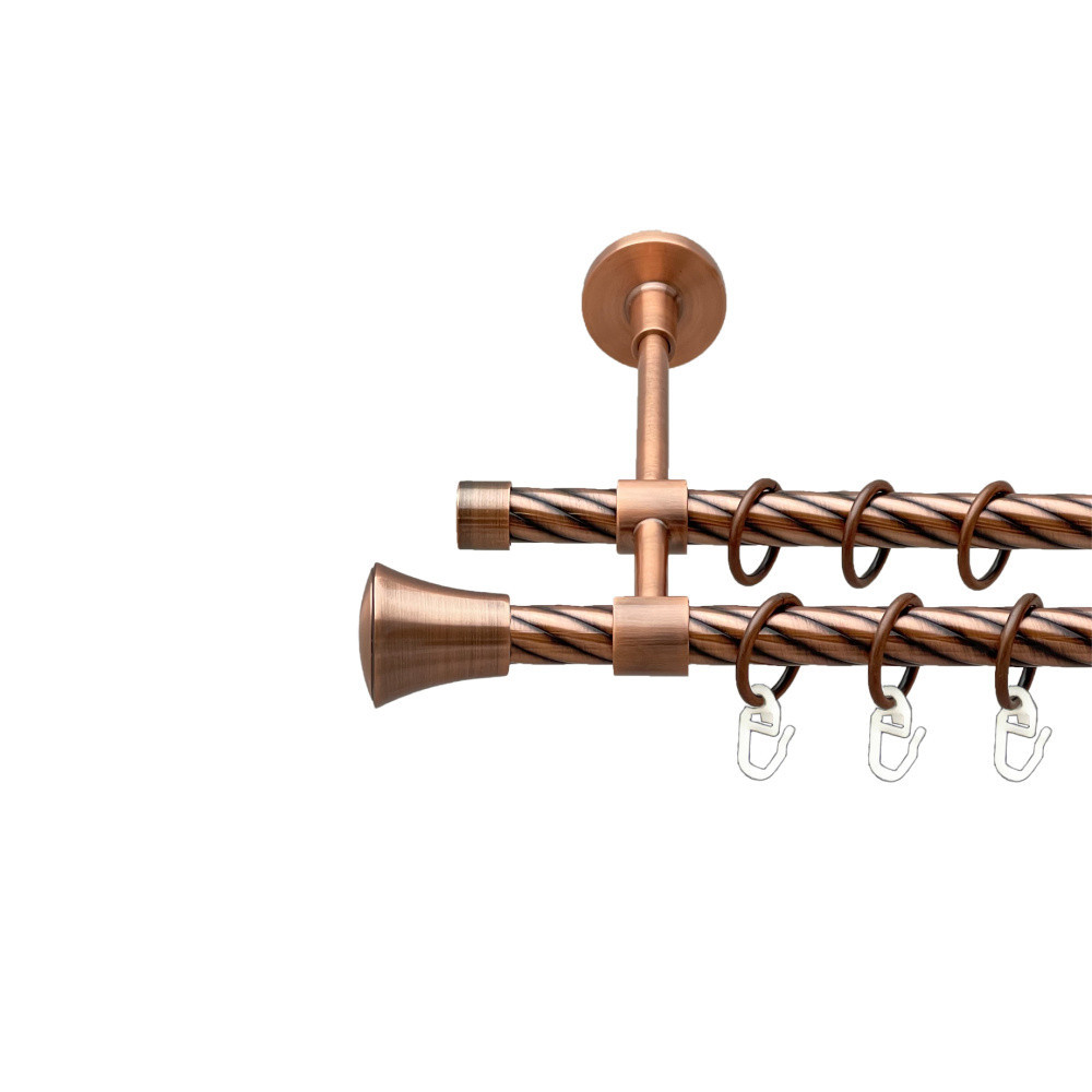 Карниз Orvit Принц металевий дворядний закритий скручена труба кільце металеве Мідь 16\16 мм 160 см (00-00025347) Львів - фото 1