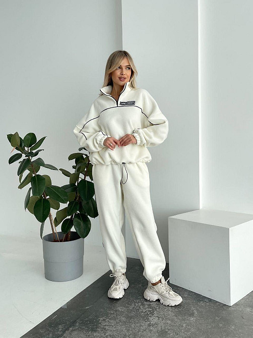 Жіночий флісовий жіночий костюм-оверсайз турецький фліс Білий, 50/52 Одеса - фото 1