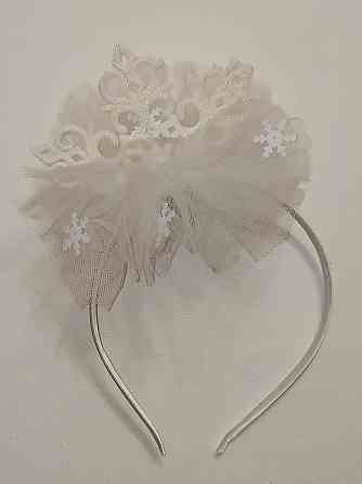 Новогодний обруч снежинка белая с фатином новогодний one size ручная работа белый Киев